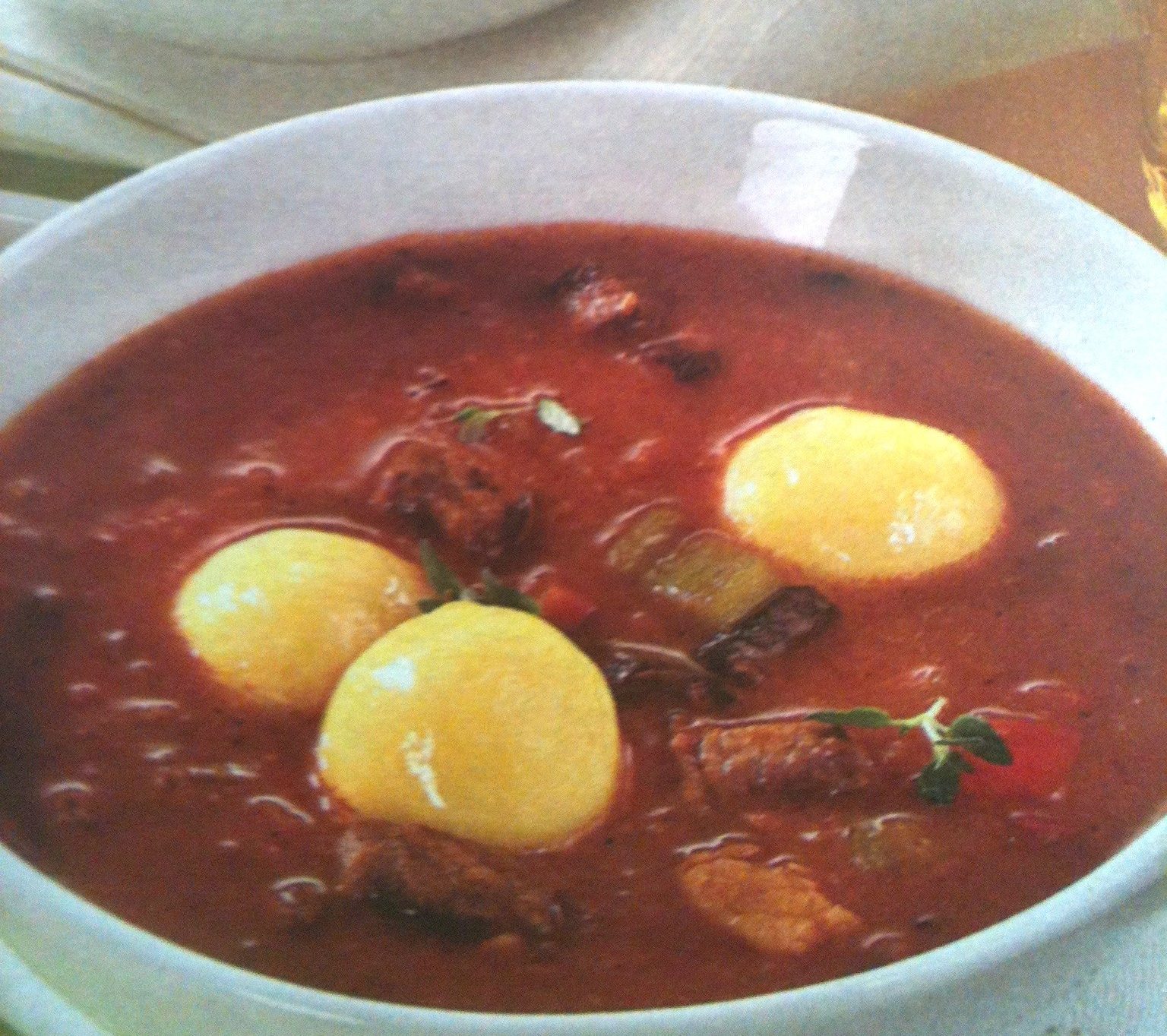 german goulash stew with dumplings