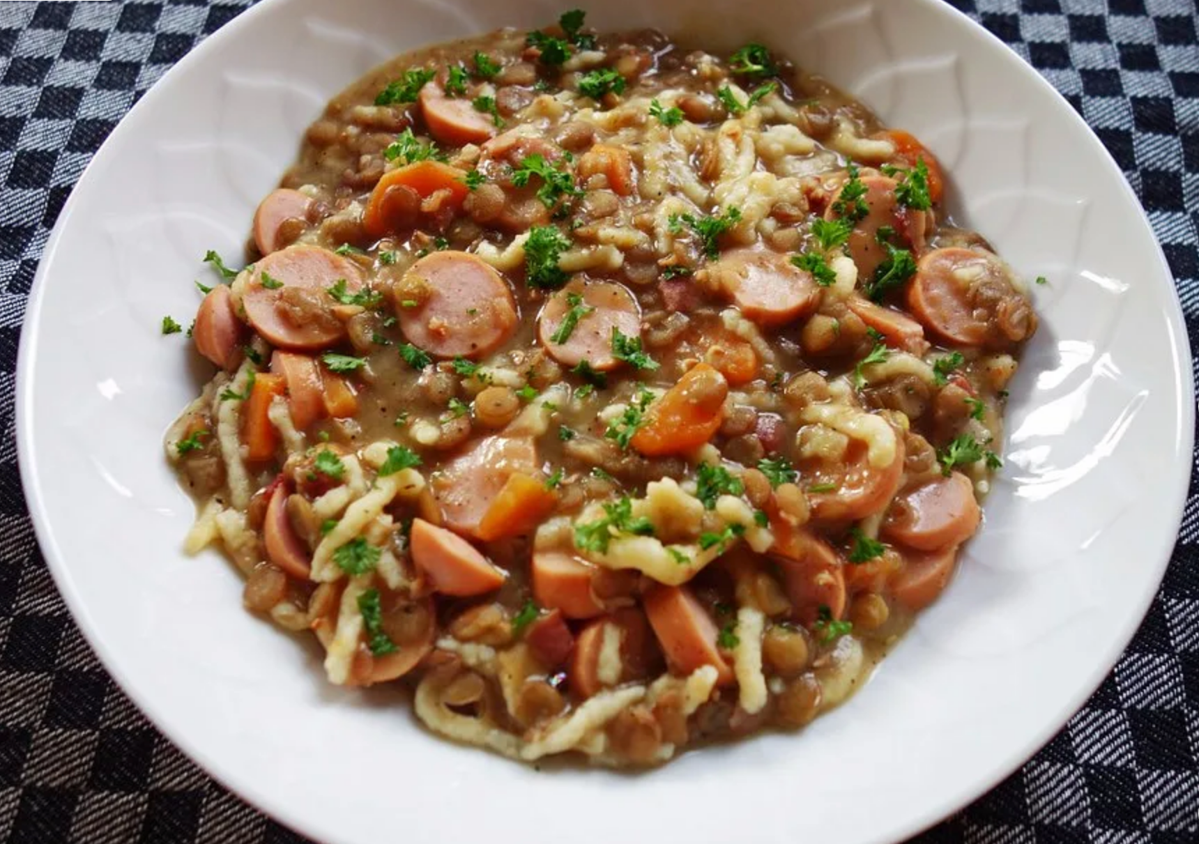 lentil soup with spaetzle