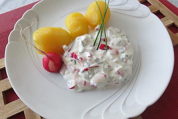 boiled potatoes with radishes