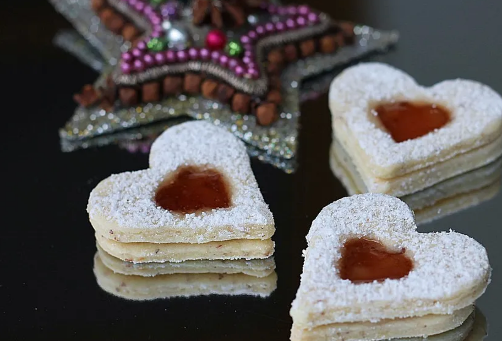 Linzer heart shaped cookies